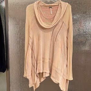 Free People Cowl Neck Sweater in Tan and Pink